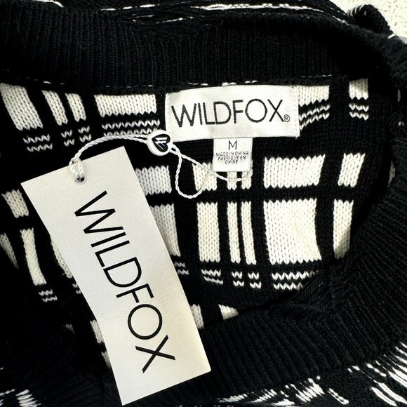 NWT Wildfox Sweater Size M Reece Ritzy Fringe Black White Grunge Gothic - Picture 9 of 12